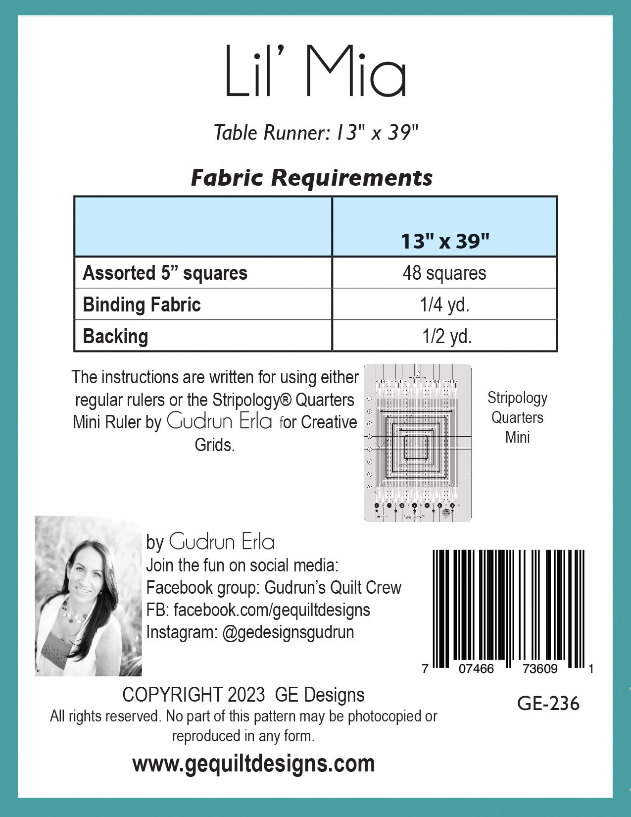 Lil' Mia - Table runner pattern 236