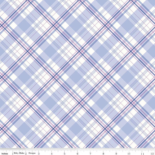 Hydrangeas in the Garden Plaid Blue