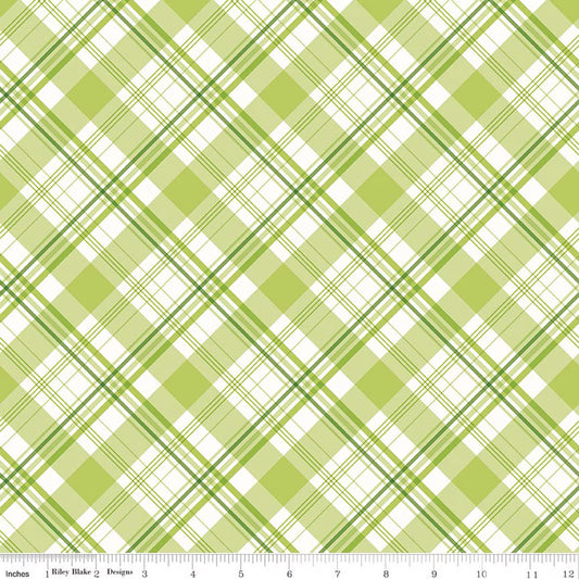 Hydrangeas in the Garden Plaid Green