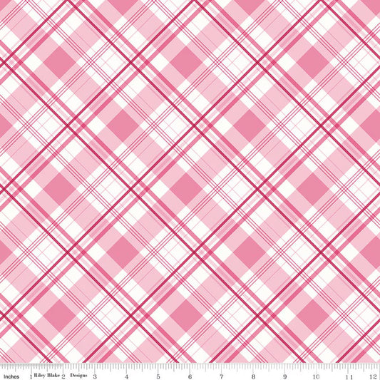 Hydrangeas in the Garden Plaid Pink