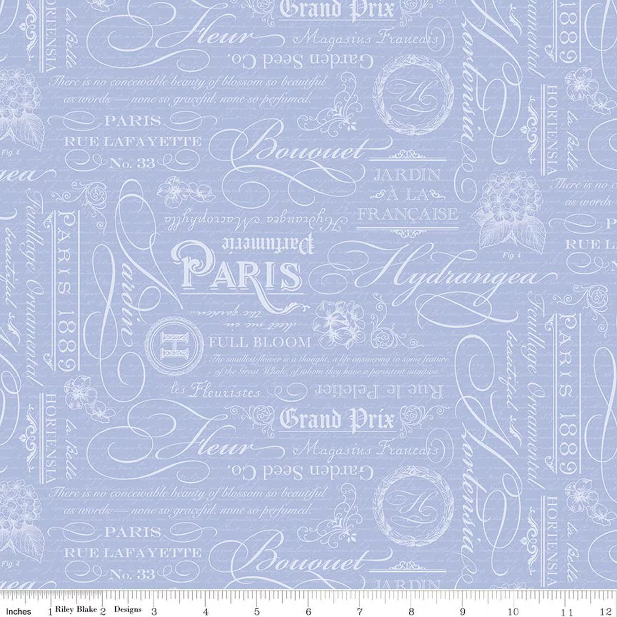 Hydrangeas in the Garden Plaid Text Blue Pearl