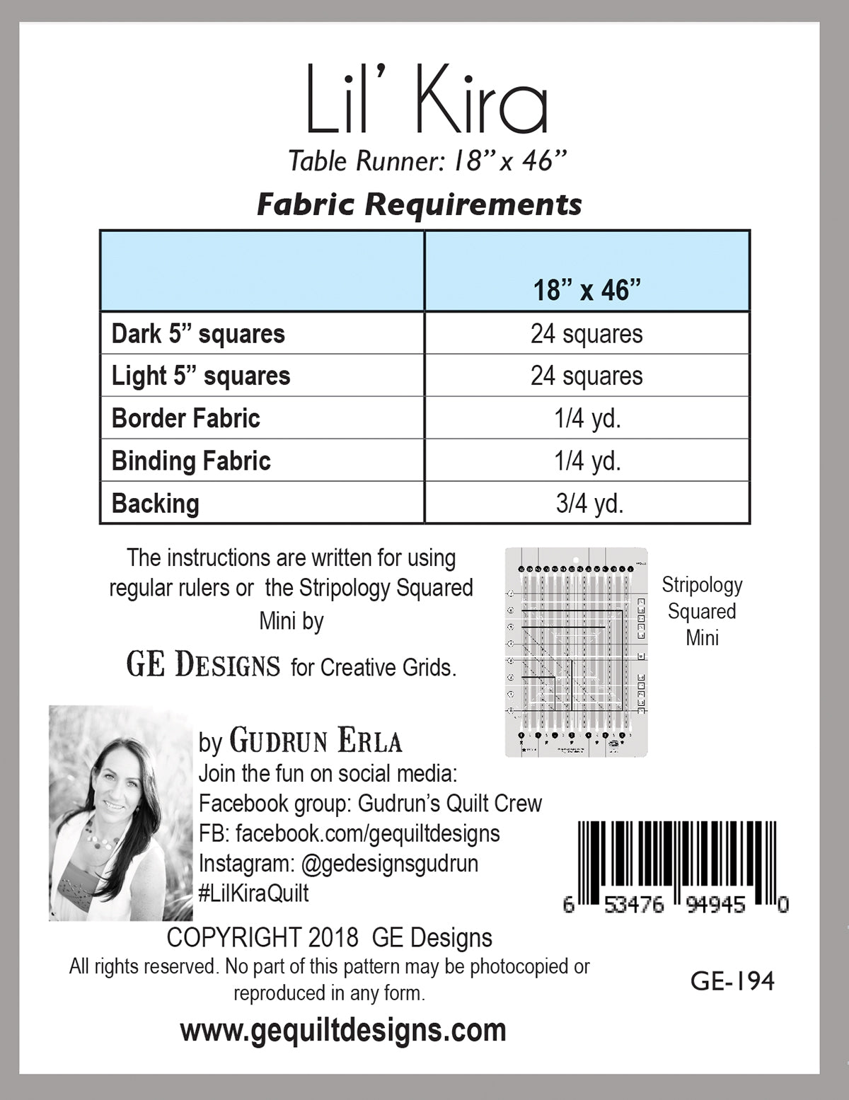 Lil' Kira - Table Runner Pattern 194