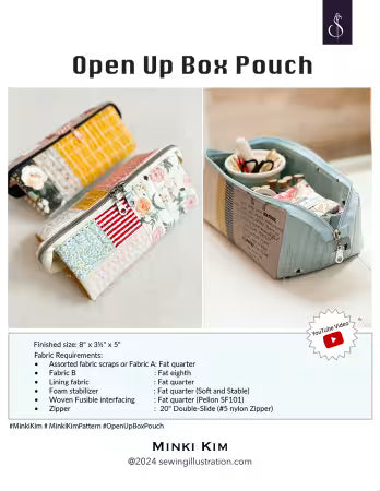 Open Up Box Pouch Pattern by Minki Kim